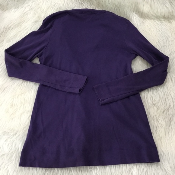 Purple cardigan with embellished shell buttons cardigan sweater - Picture 3 of 4